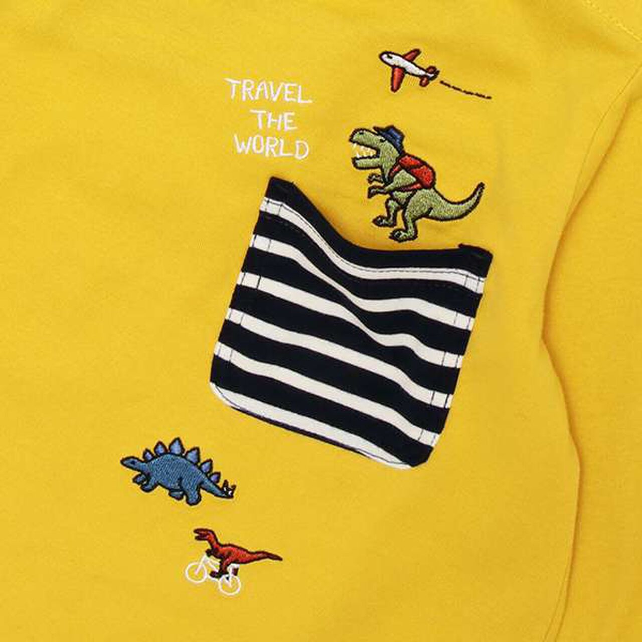 Dinosaur Long-Sleeve T-Shirt with Pocket,Mustard, large image number 3