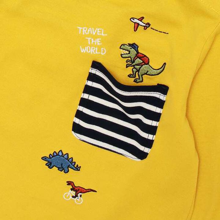 Dinosaur Long-Sleeve T-Shirt with Pocket,Mustard, medium image number 3