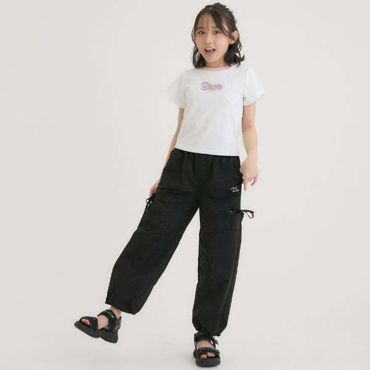 Slit Ribbon Shaka Pants,Black, large image number 14