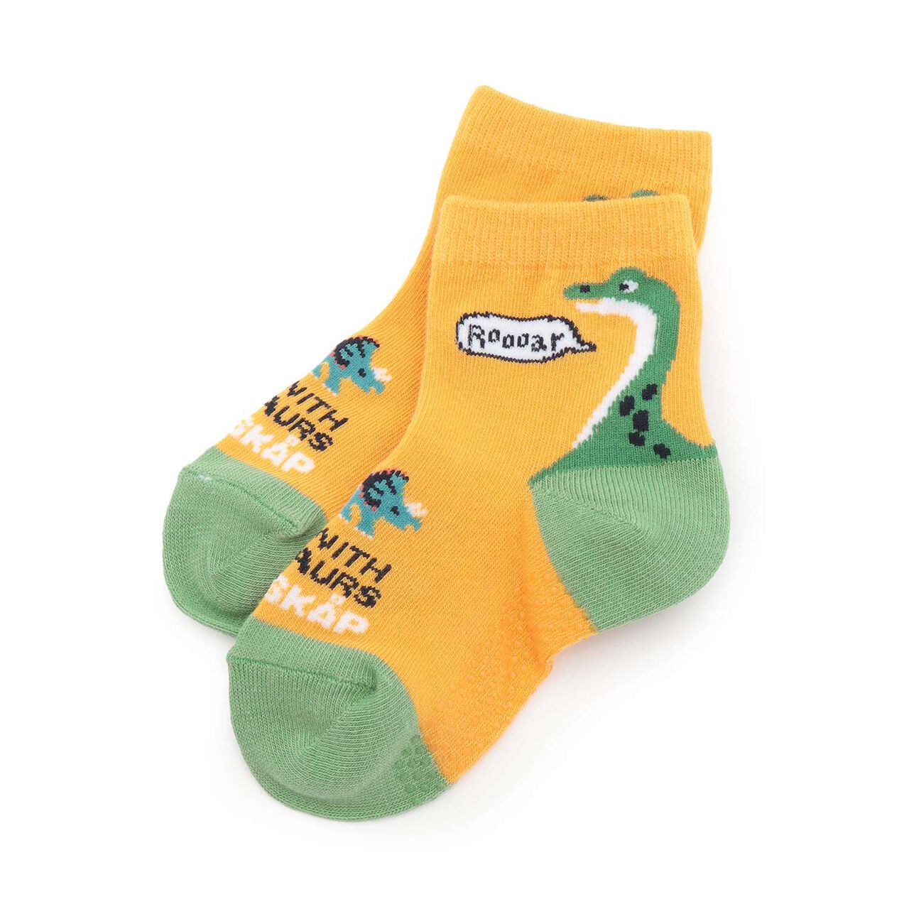 Dinosaur Heel Short Socks,Mustard, large image number 0