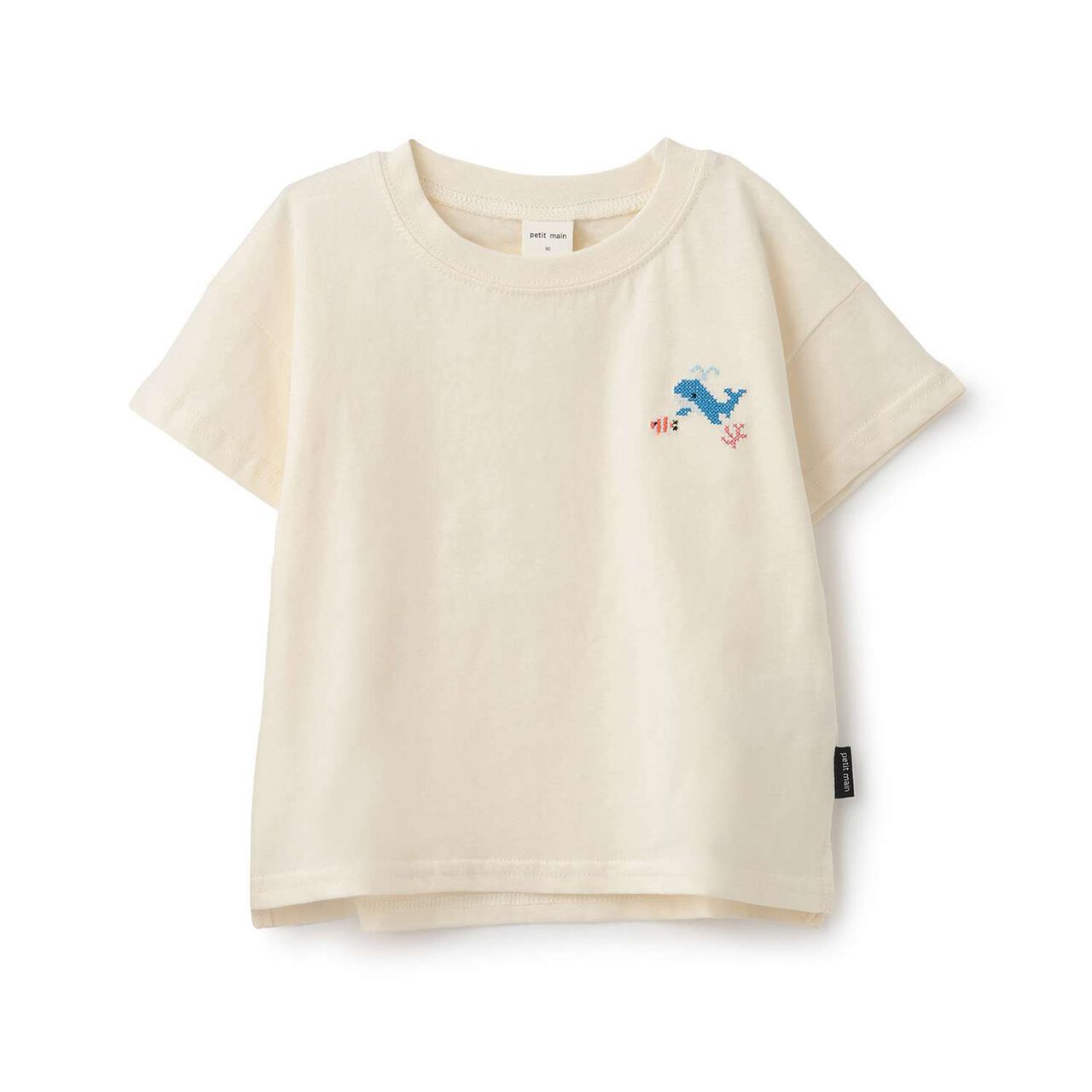 [Food Stain Resistant] Embroidered Short Sleeve T-Shirt,Coral red, large image number 13
