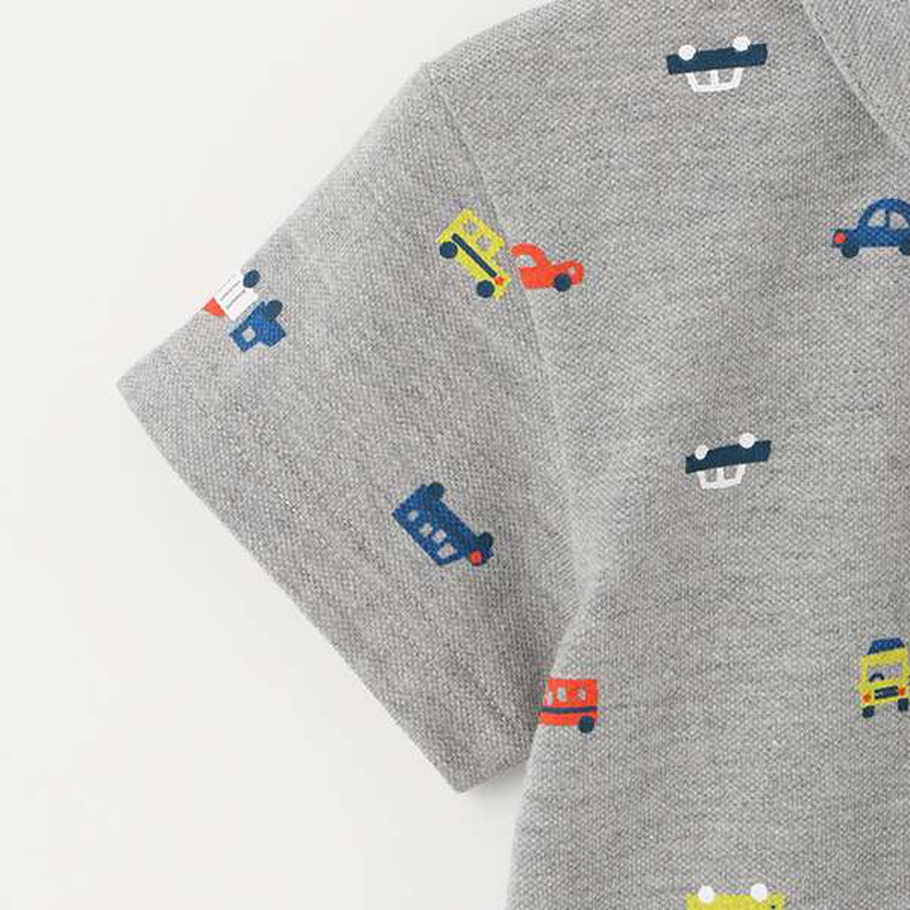 Car Pattern Short-Sleeve Polo Shirt,Off white, large image number 4