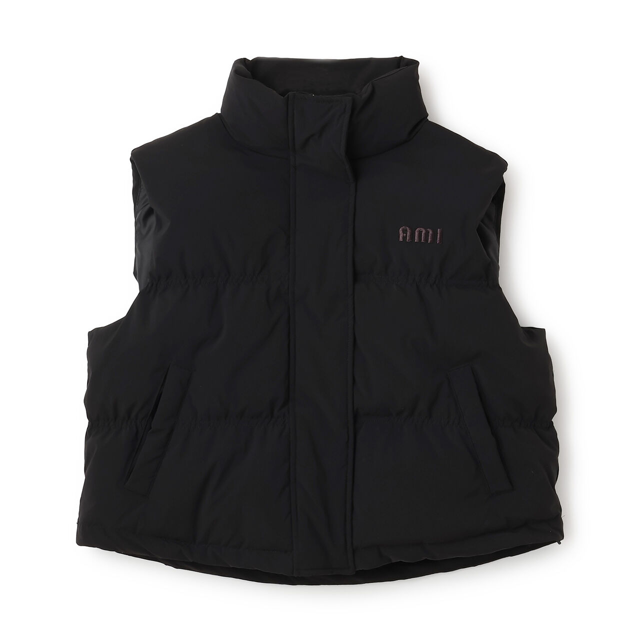 [AMI] Water-Repellent Padded Short Vest,Black, large image number 8