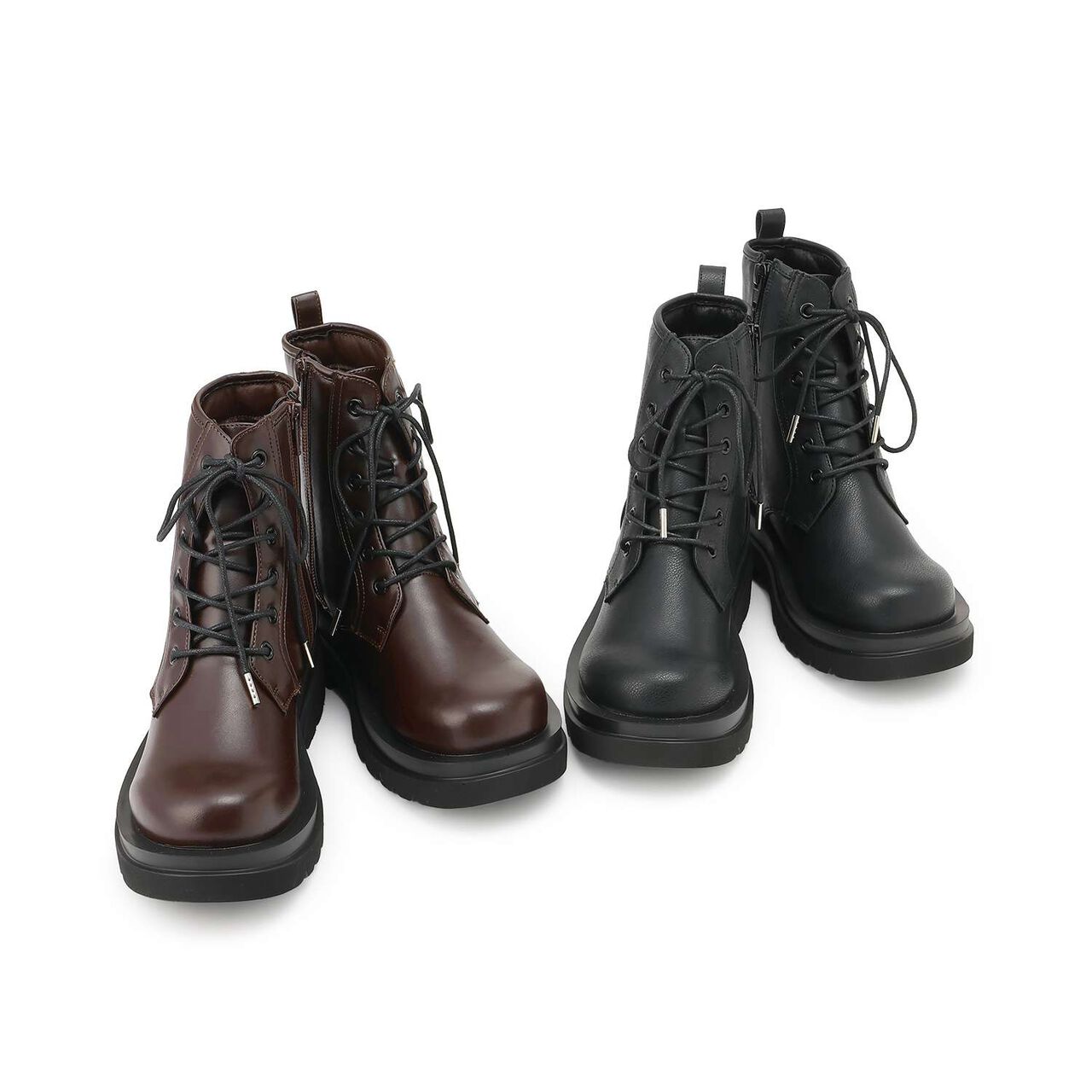 Lightweight Sole Thick-Soled Lace-Up Boots,Black, large image number 7