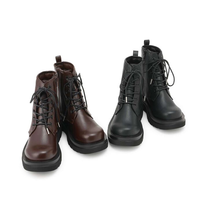 Lightweight Sole Thick-Soled Lace-Up Boots,Black, medium image number 7