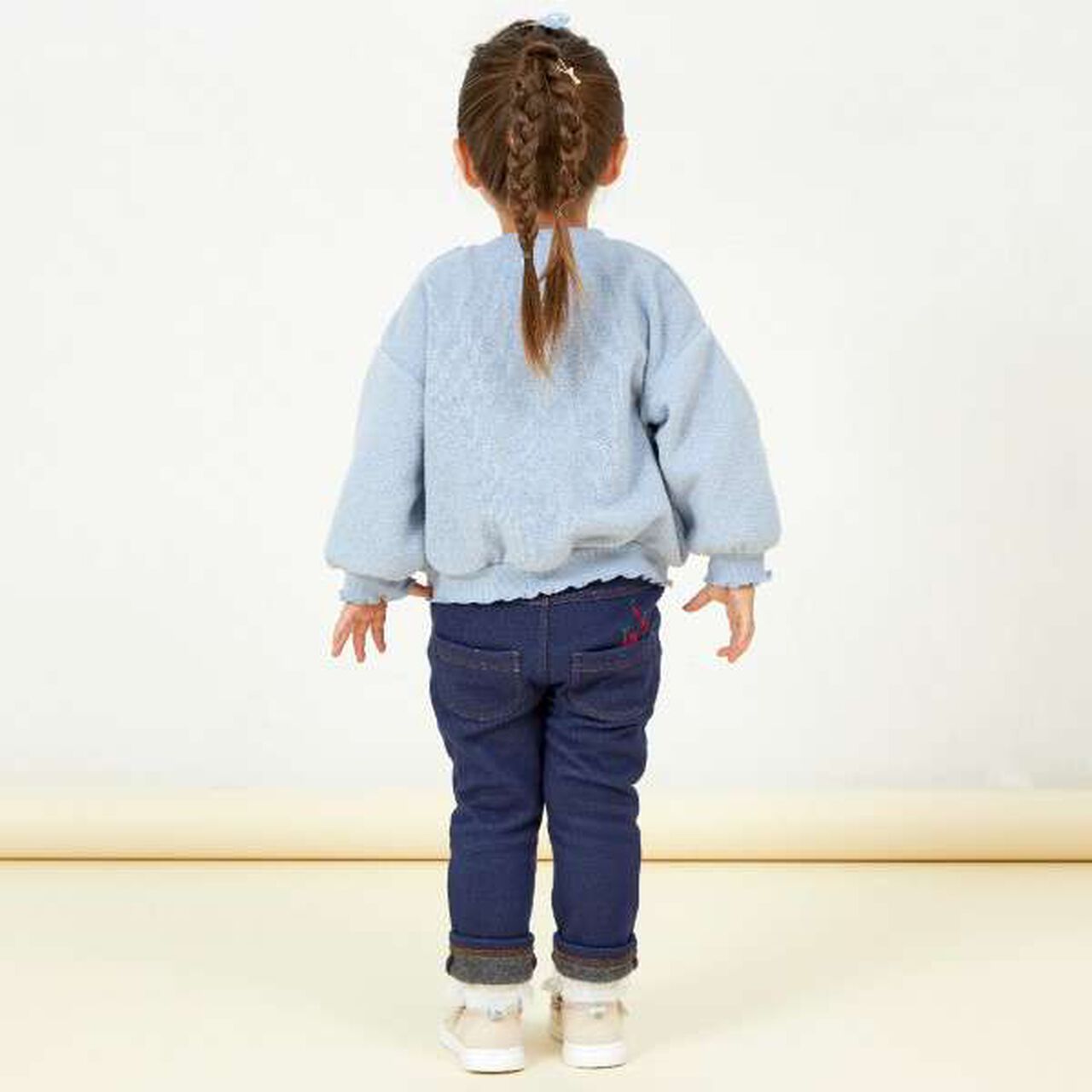 KP Denim Knit Shaggy Lined Pants [80-90],Black, large image number 7