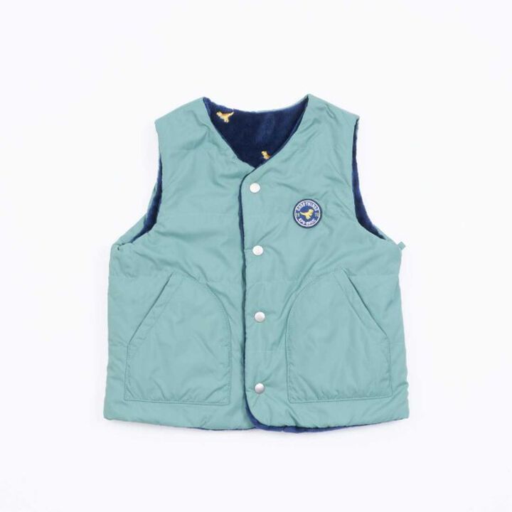 KPBOY Dinosaur Reversible Boa Lined Padded Vest (80-130),Blue, medium image number 14
