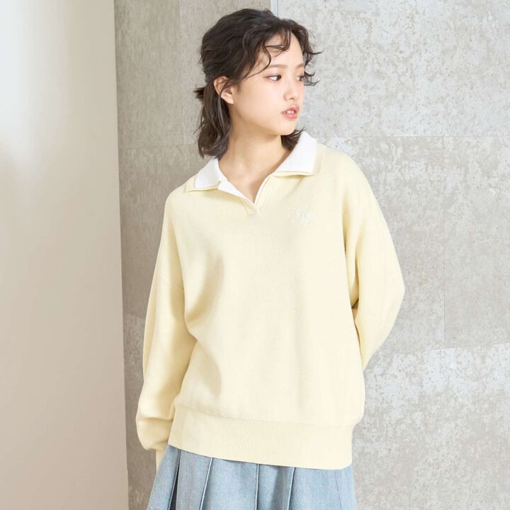 [Arael] Double Collar Skipper Knitwear,Yellow, medium image number 1