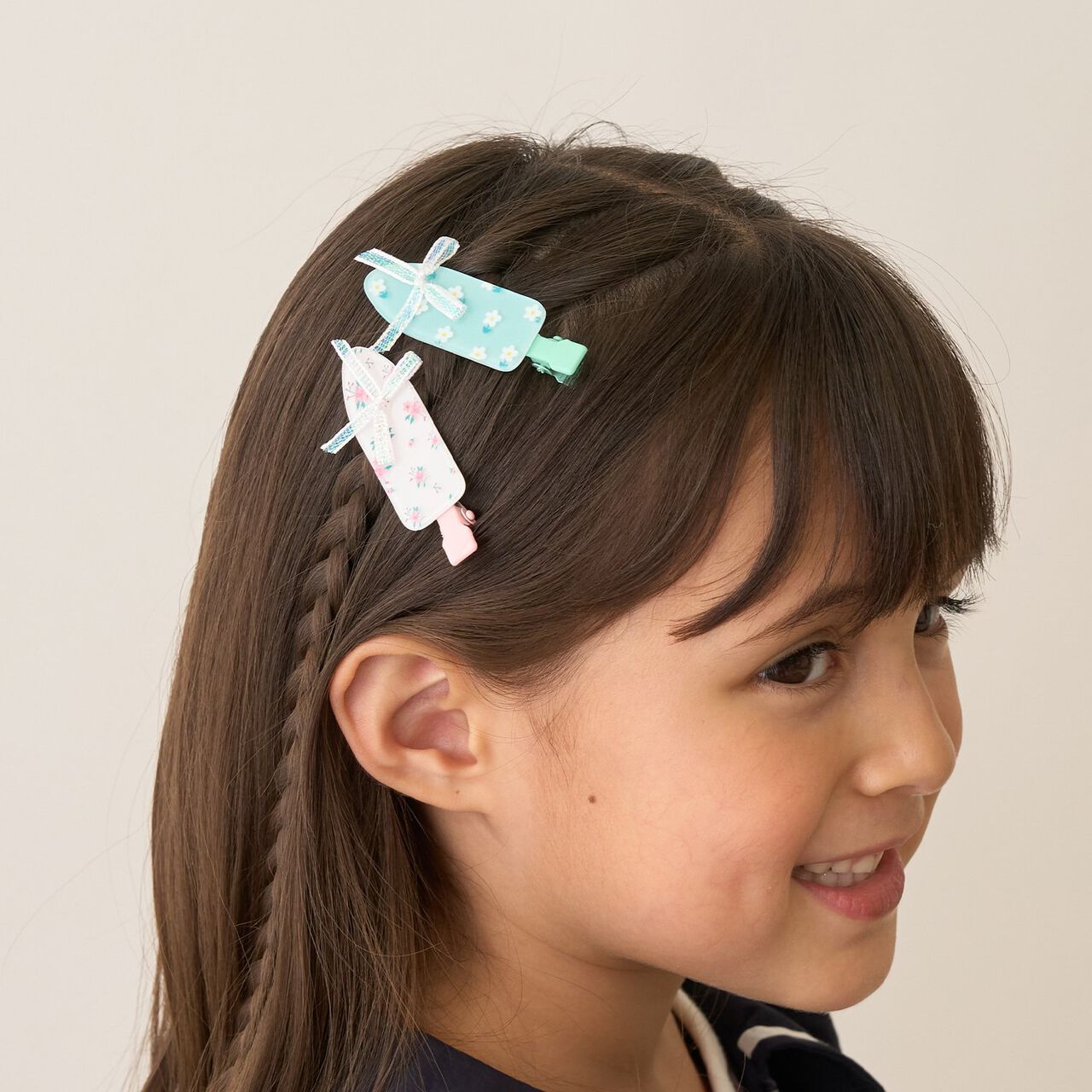 Assorted Hair Clips with Ribbons 2-Piece Set,Emerald green, large image number 0