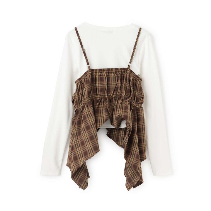 Inner Wear with Hem Checkered Camisole,Black, medium image number 5