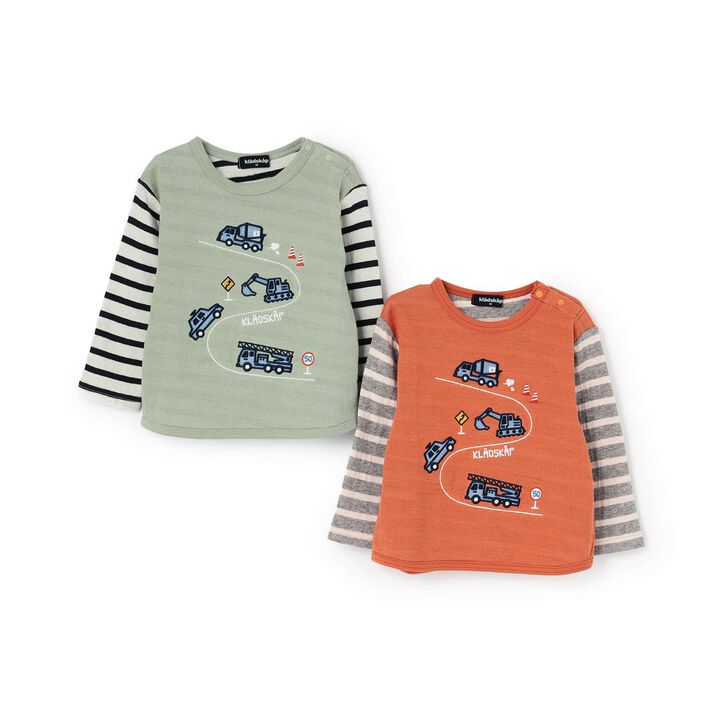 [Restock] Car Embroidery Long-Sleeve T-Shirt,Light khaki, medium image number 9