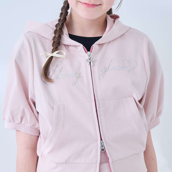 [Cool Touch & UV Protection] Rhinestone Sparkling Logo Zip Parka Outfit Set,Gray, medium image number 8