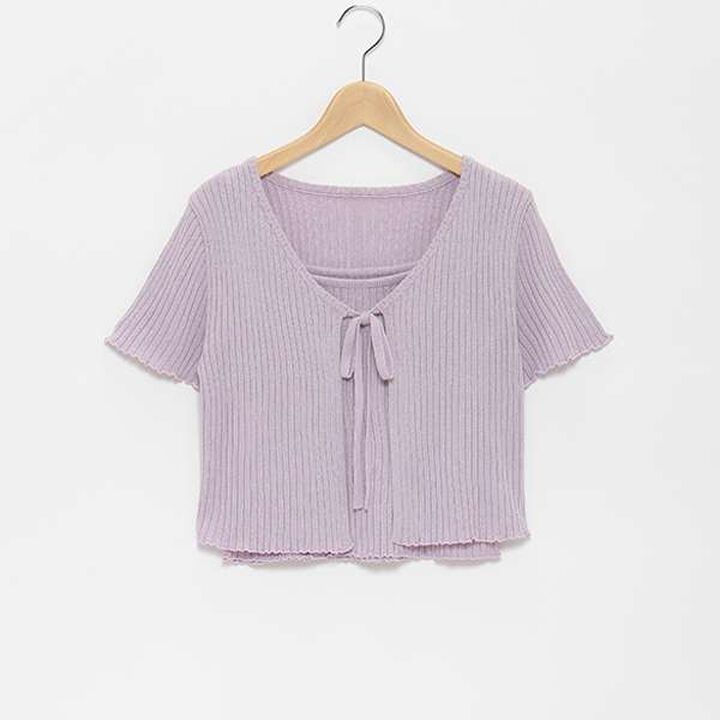 Shimmer Cardigan with Inner Layer,Lavender, medium image number 7