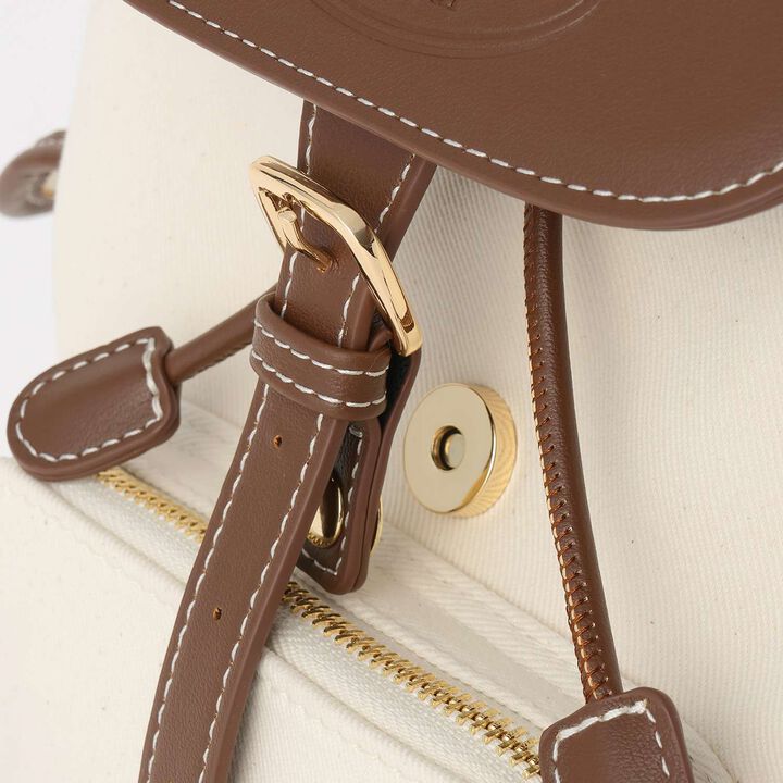 Canvas & Synthetic Leather Mini Backpack,Navy, medium image number 3