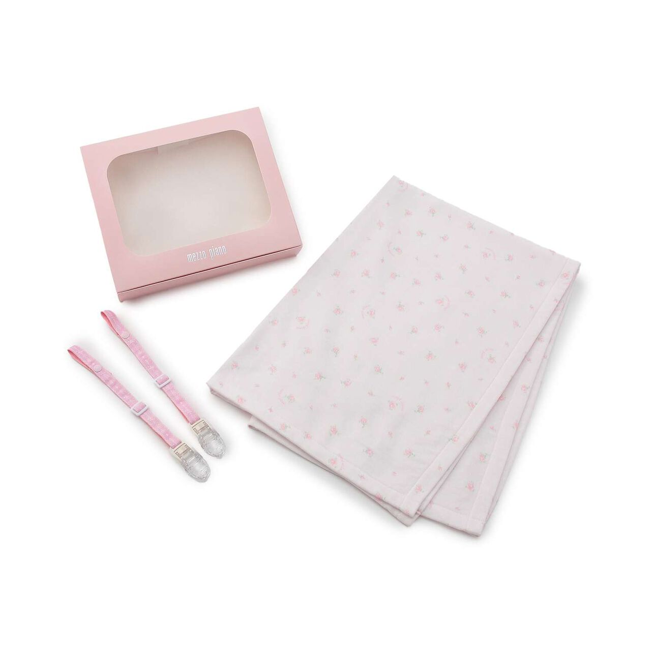 Rose Pattern Gauze Towel Blanket & Blanket Clip Set [Box Included],Light pink, large image number 9