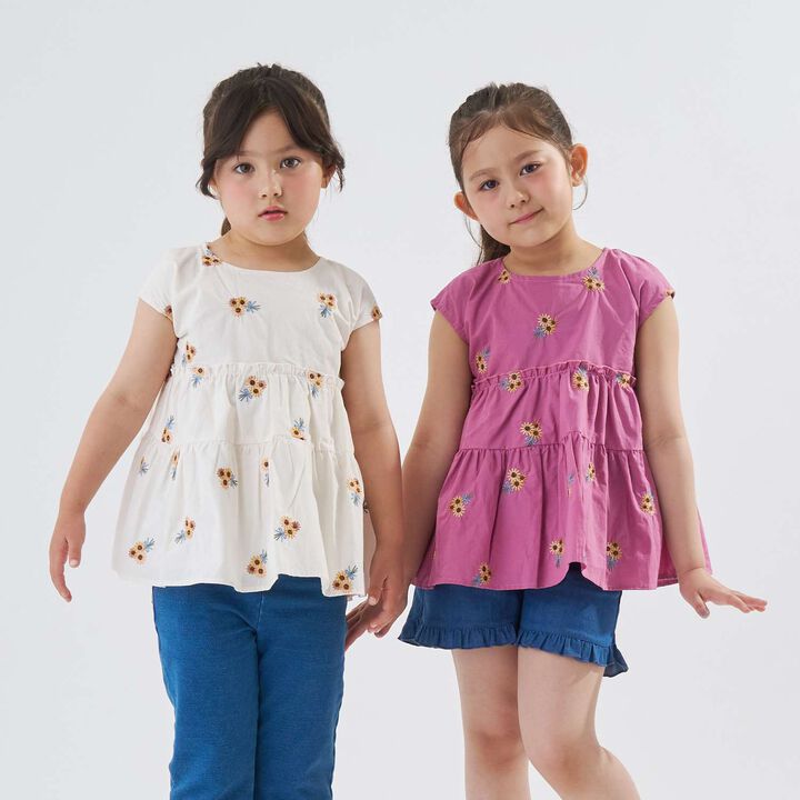 [100% Cotton] Sunflower Embroidered Tunic,Ivory, medium image number 11