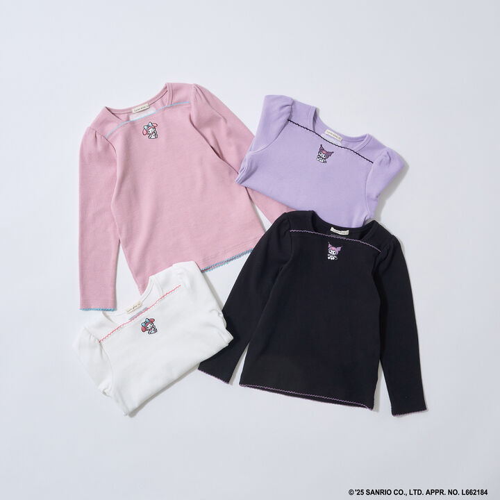 Sanrio Characters One-Point Embroidery Top,Black, medium image number 1