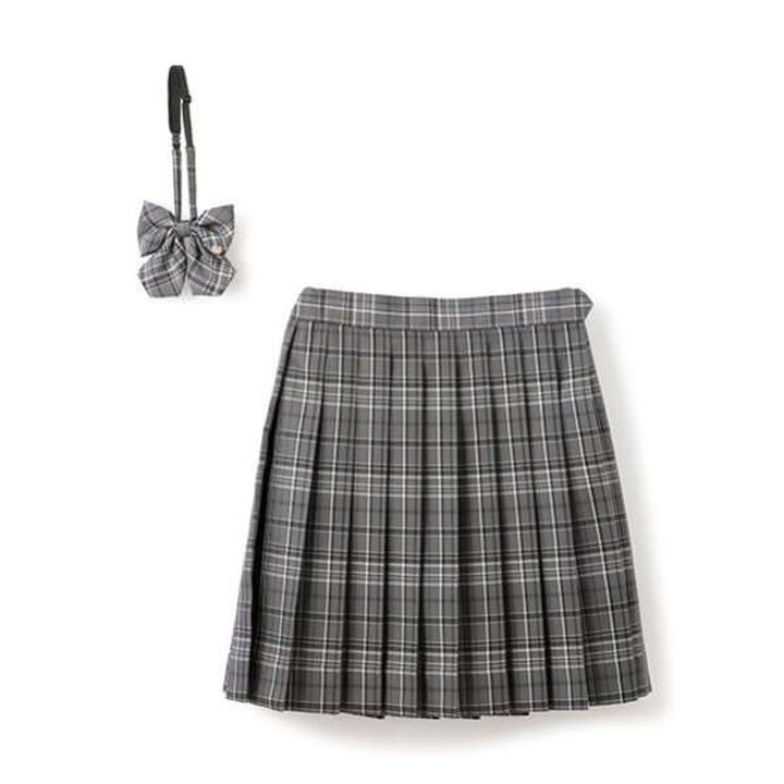 [Graduation Attire] with Ribbon Tie and Checkered Pleated Skirt-Pants,Black, medium image number 9