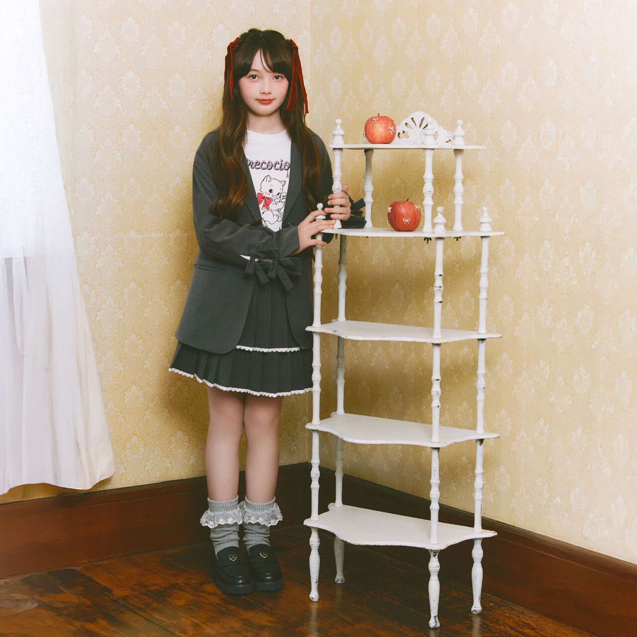 Trim Lace Double Layer Pleated Skirt-Pants,Black, large image number 20