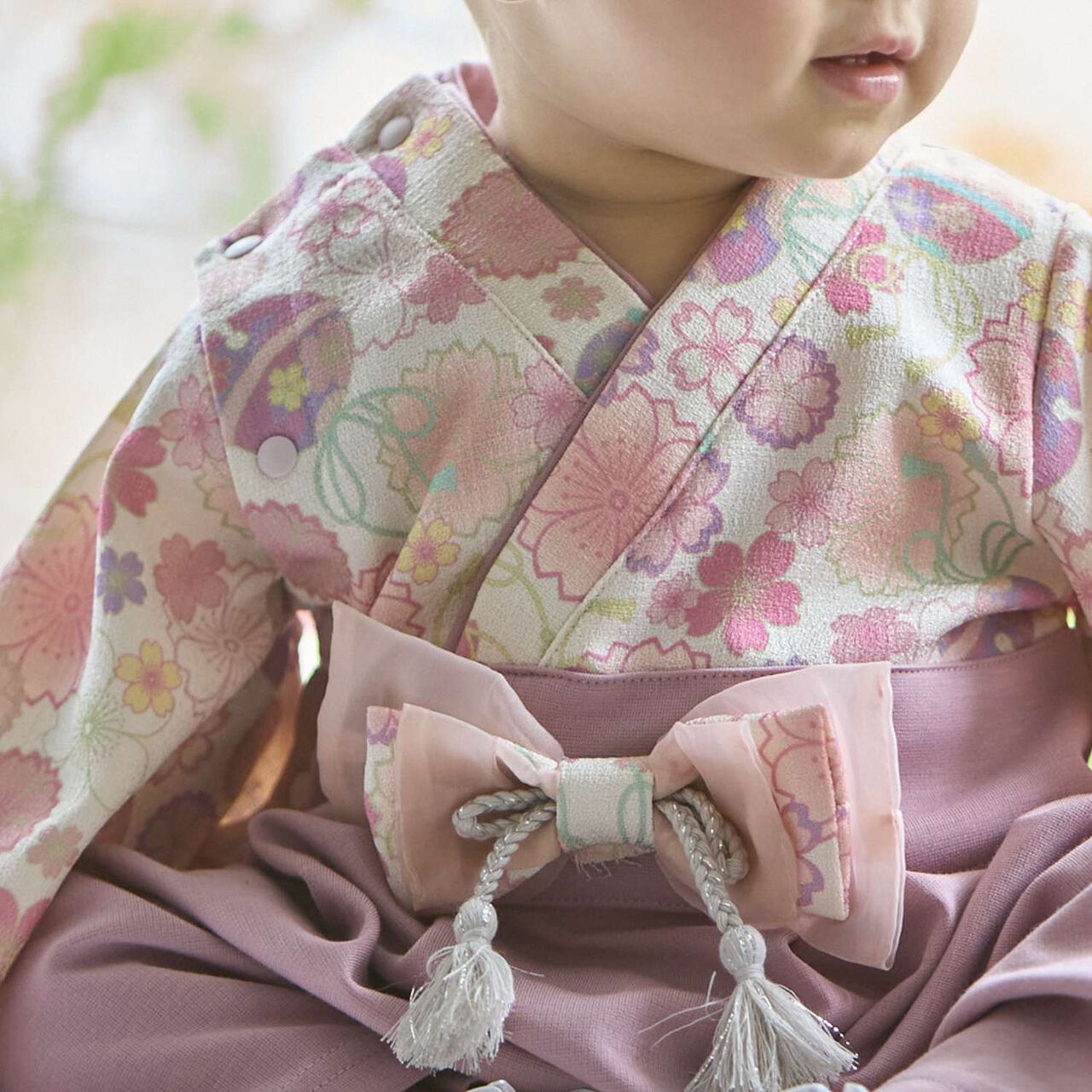 Girls Hakama Coverall,Red, large image number 1