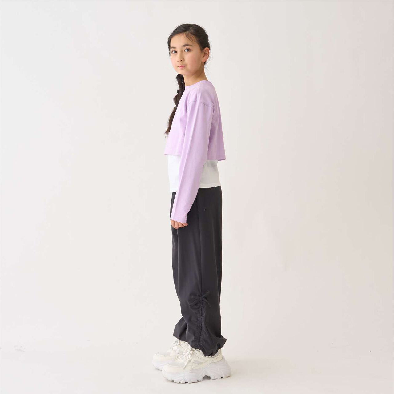 100% Cotton Anti-Stain Layered Short Long-Sleeve T-Shirt,Lavender, large image number 8