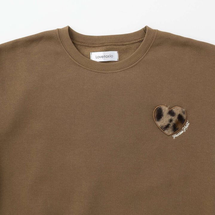 Back Heart Shaggy Lining Long-Sleeve Top & Bottom Set,Brown, medium image number 11
