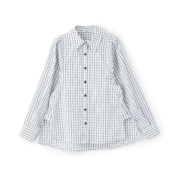 [AMI] Volume Sleeve Check Blouse,Deep blue, medium image number 5