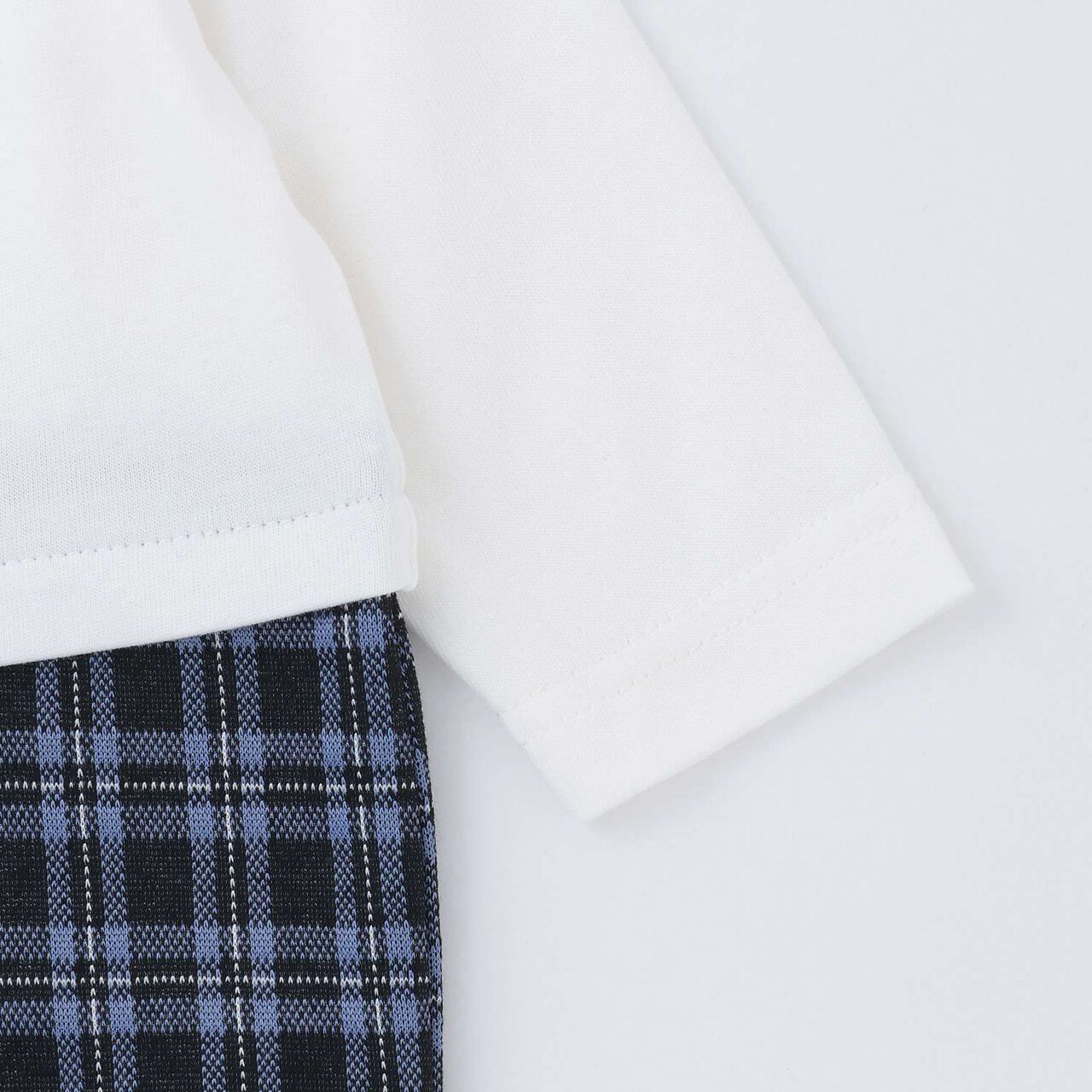 Checkered Coverall with Vest-Style Apron,Beige, large image number 4