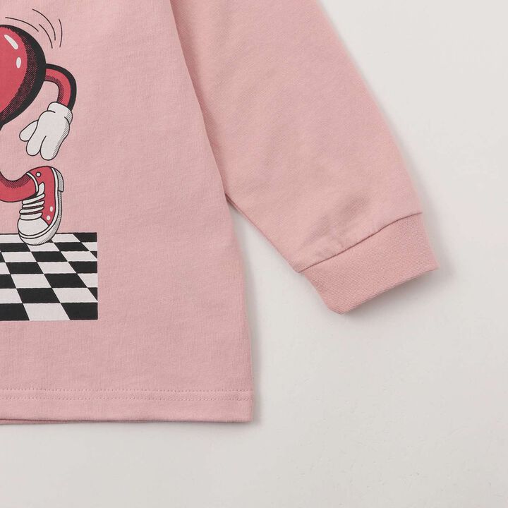 [USA Cotton] Heart Character Motif Wide Long Sleeve T-Shirt,Charcoal gray, medium image number 4