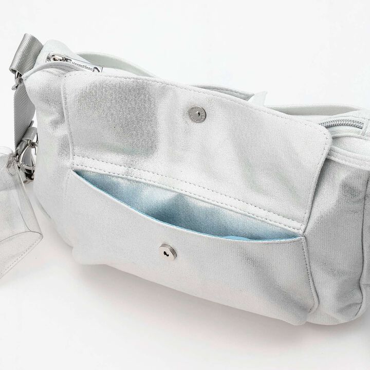 Sparkling Ribbon Flap Shoulder Bag with Pouch,Silver, medium image number 8
