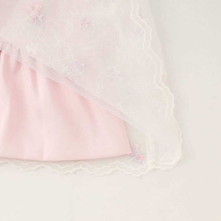 Flower Embroidery Tulle Lace One-Piece Dress,Light pink, medium image number 6