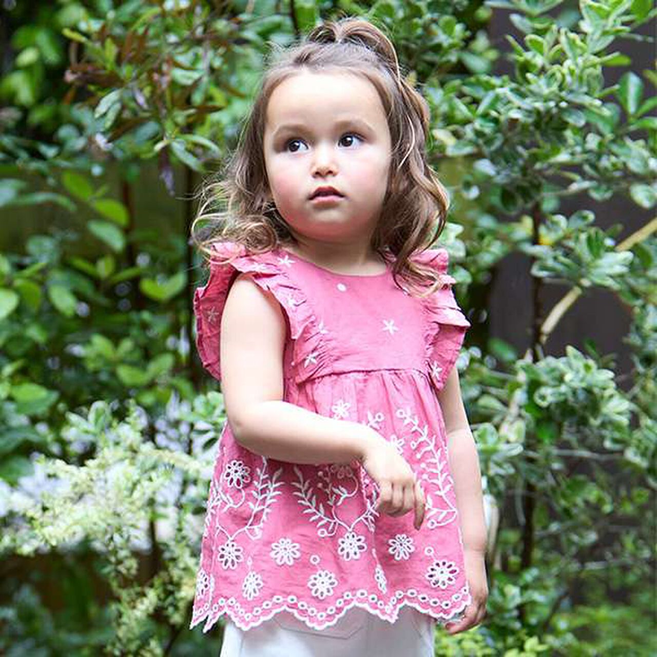 [Link] Cotton Lace Embroidery Outfit Set,Deep pink, large image number 2