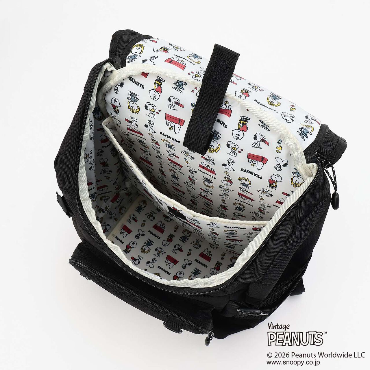 [PEANUTS] Bucket-Style Backpack (Approx. 24.5L),Black, large image number 7