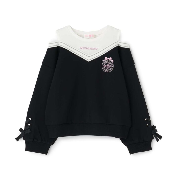 [Popular Item Restocked] [Not Available at Physical Stores] Layered Style Shoulder Opening Sweatshirt,Black, medium image number 0