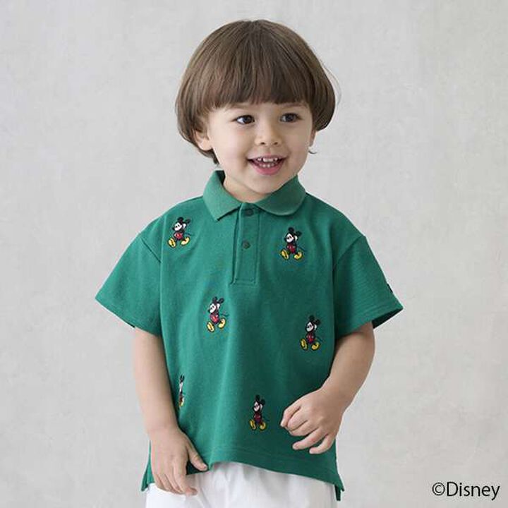 [Disney] Mickey/Embroidered Short-Sleeve Polo,Green, medium image number 0
