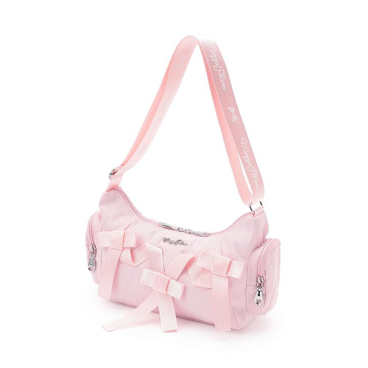 Ribbon Accented Shoulder Bag,Light pink, medium image number 3