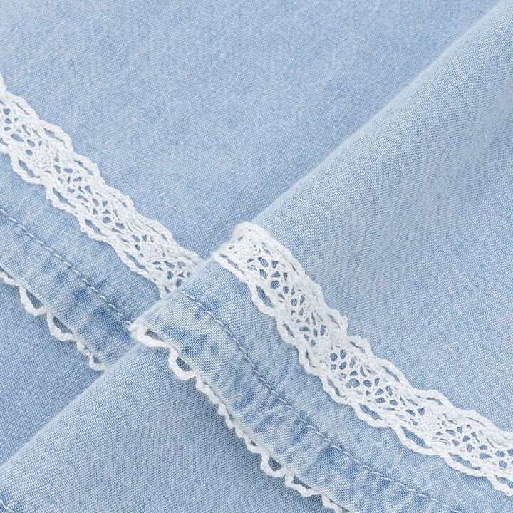 Assorted Material Irregular Hem Skirt with Shorts,Light blue, medium image number 8