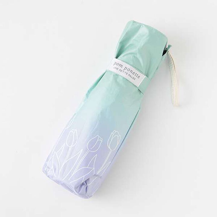 Gradient Tulip Pattern Folding Umbrella,Emerald green, medium image number 1