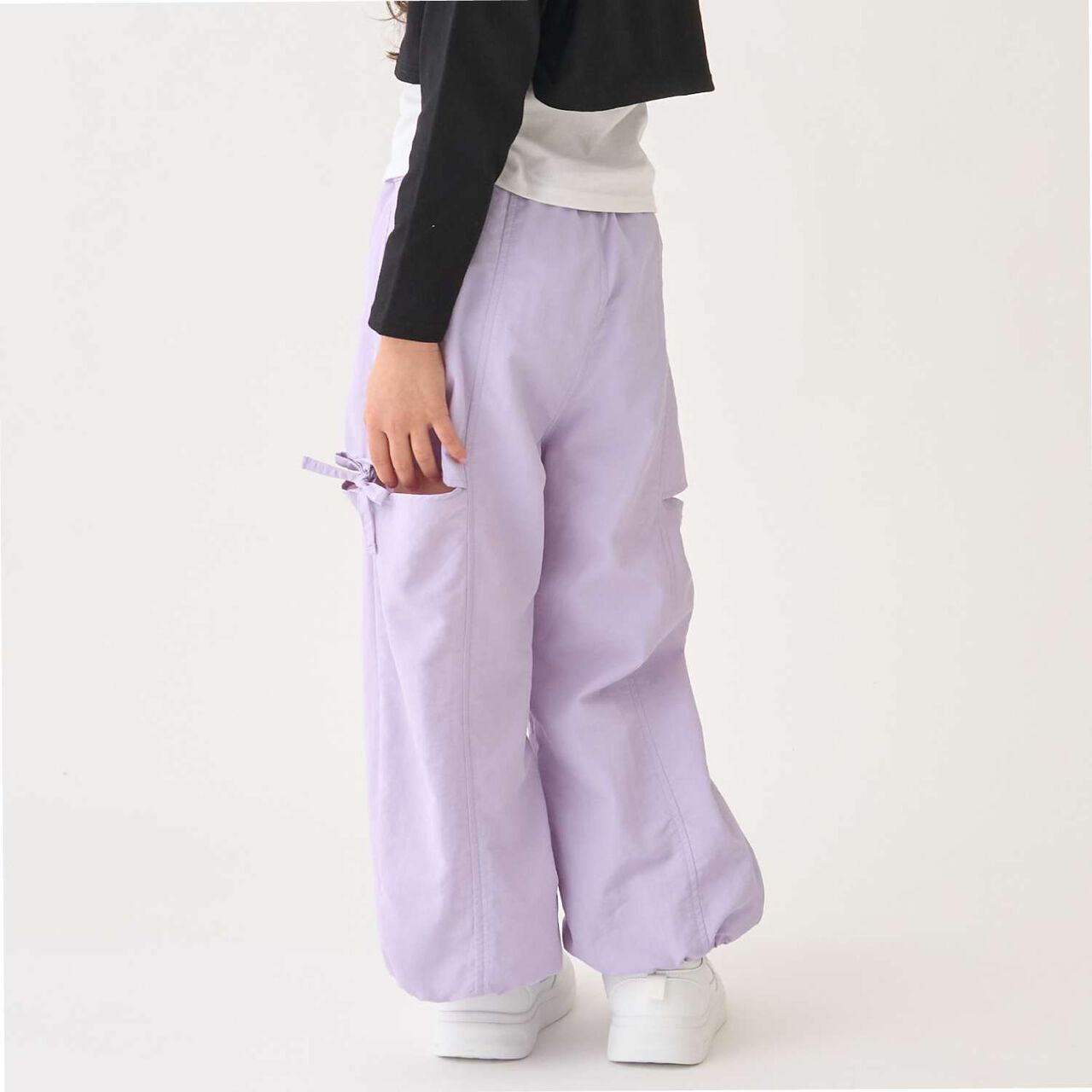 Water-Repellent Slit Cargo Pants,Black, large image number 5