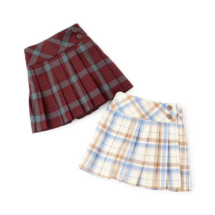 Check Pleats Culotte Skirt,Pearl white, medium image number 10