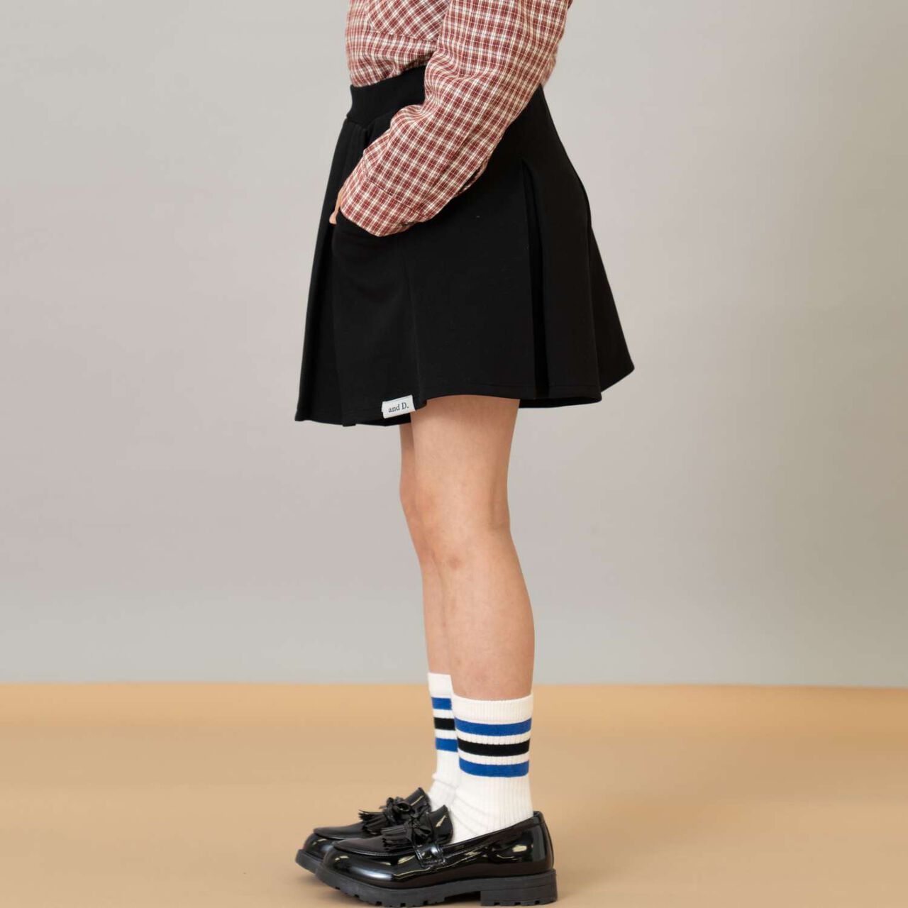 Box Pleated Skirt-Pants,Gray, large image number 5