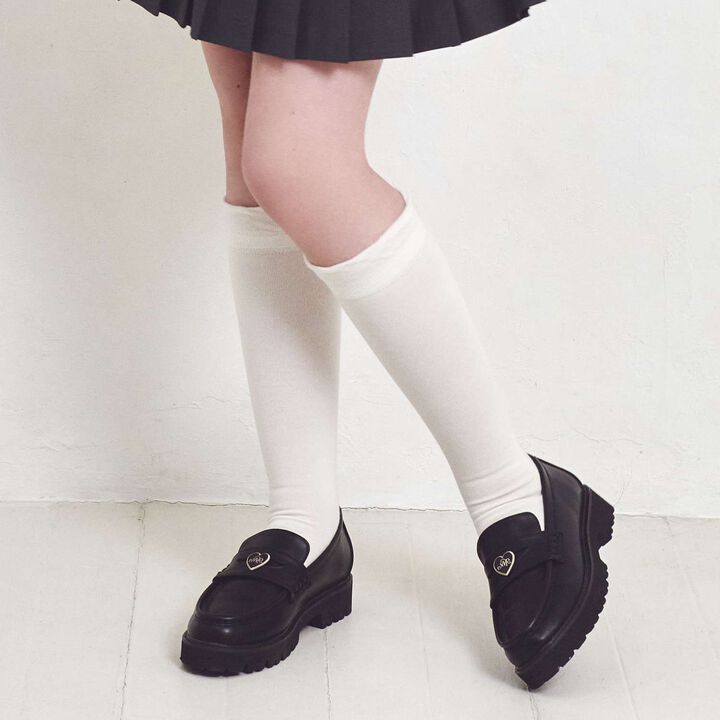 Ribbon & Logo Knee-High Socks,Silver gray, medium image number 12