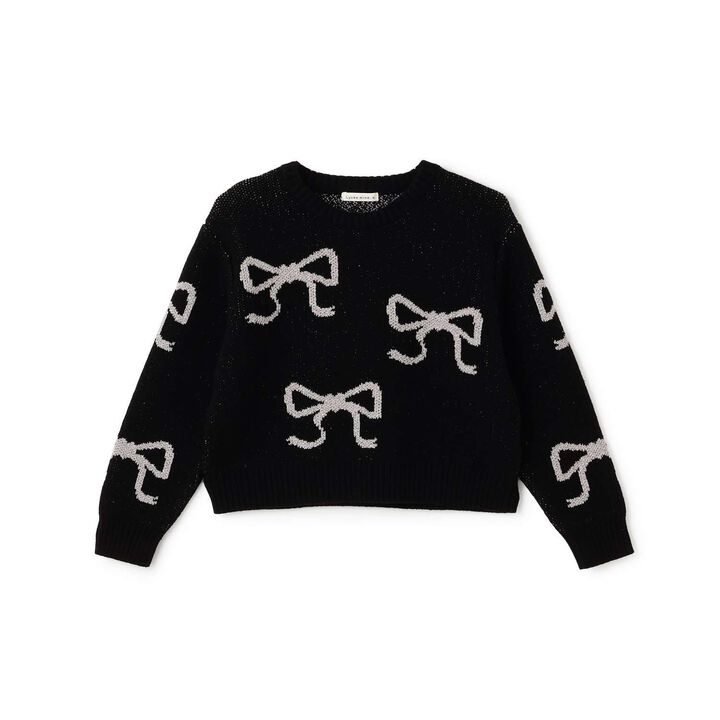 Short Lame Ribbon Sweater,Sax blue, medium image number 2