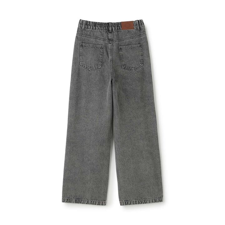 Sparkling Motif Wide Denim Pants,Navy, medium image number 4
