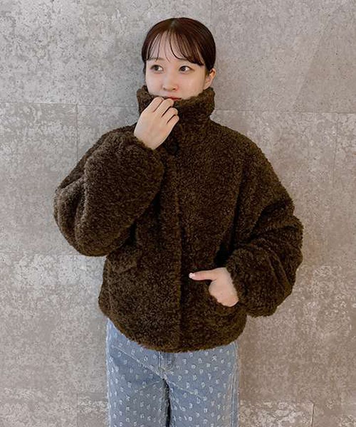 Poodle Faux Fur Coat,Brown, medium image number 5