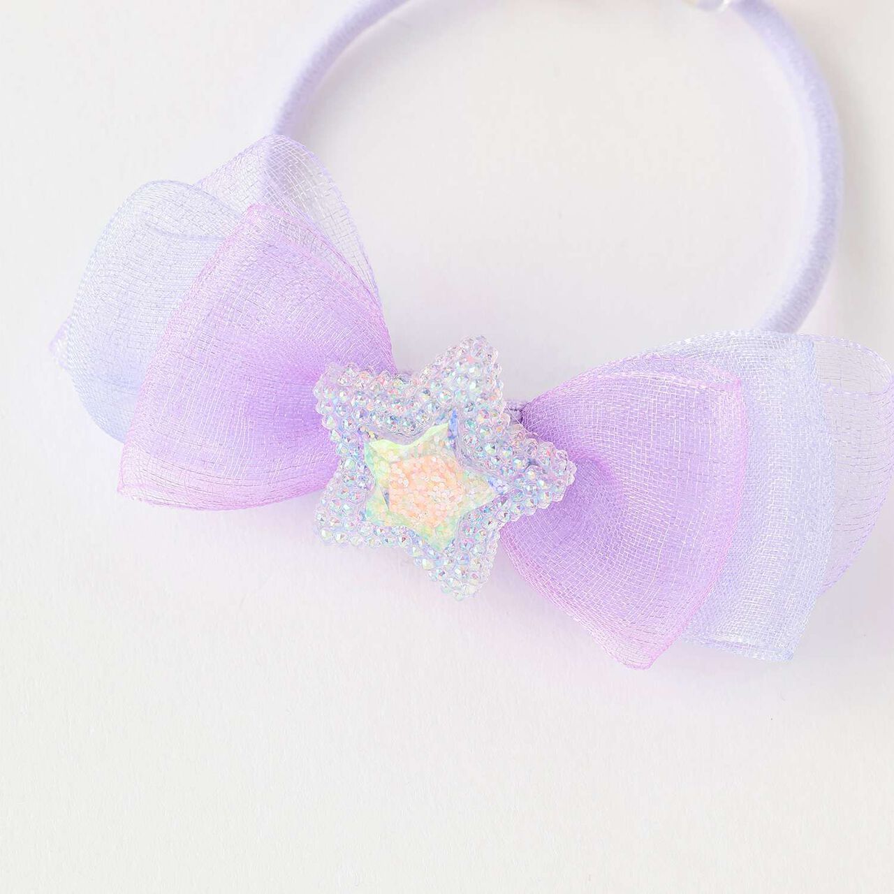 Star-Embellished Ribbon Hair Ponytail Holder Set of 2,Light pink, large image number 4