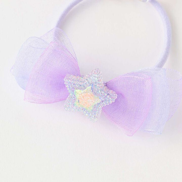 Star-Embellished Ribbon Hair Ponytail Holder Set of 2,Light pink, medium image number 4