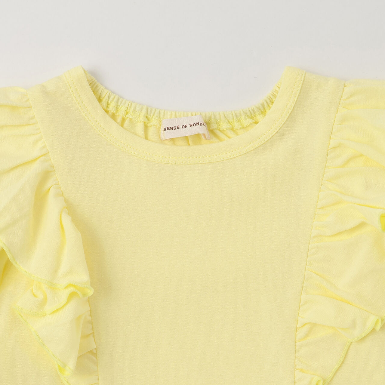 Off-Shoulder Frill T-Shirt [Cool Touch],Lemon yellow, large image number 2
