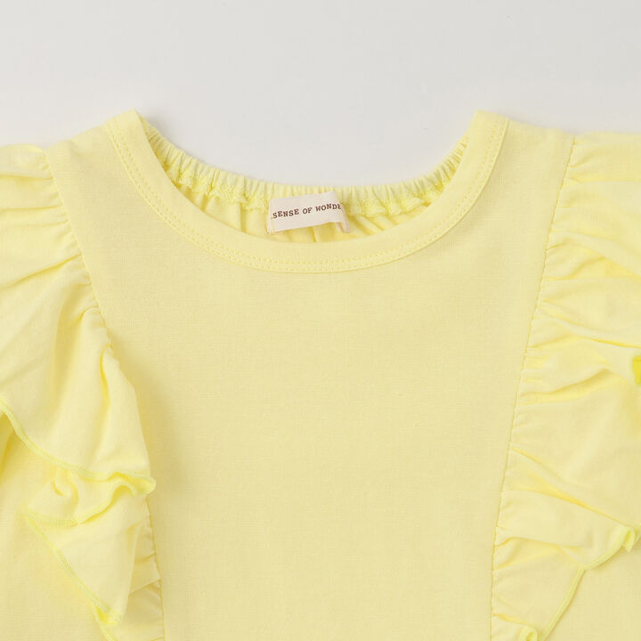 Off-Shoulder Frill T-Shirt [Cool Touch],Lemon yellow, medium image number 2
