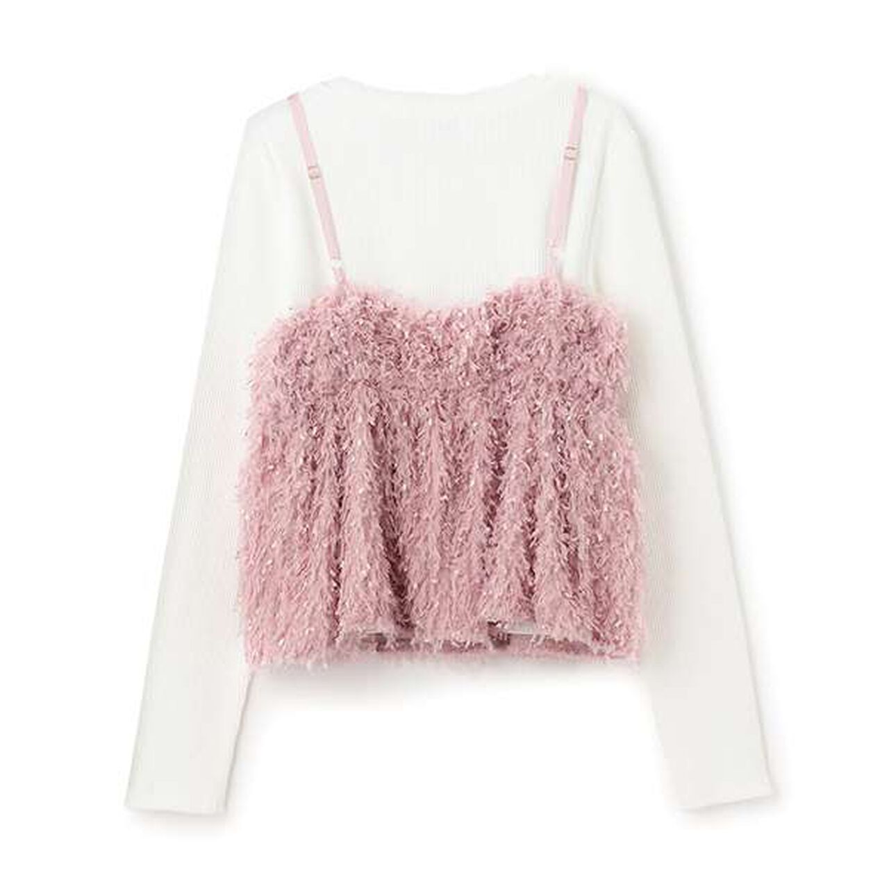 Feather Vest Inner Wear Set,Pink, large image number 1